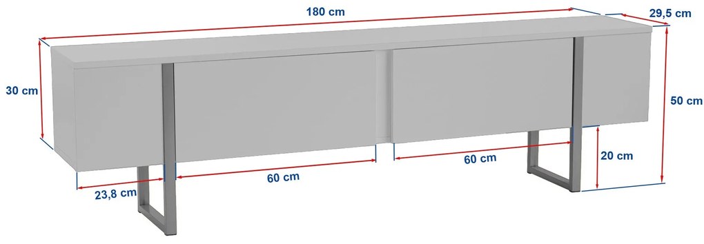 TV szekrény Serenity - Grey, Fekete