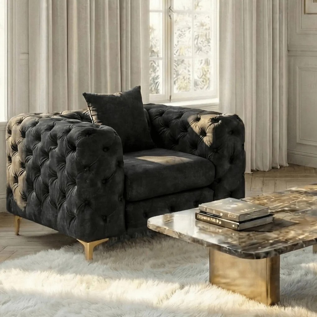 SORRENTO 1S fotel, fekete bársony