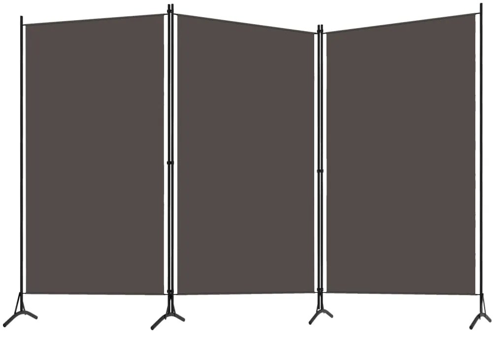 vidaXL antracitszürke 3 paneles paraván 260 x 180 cm