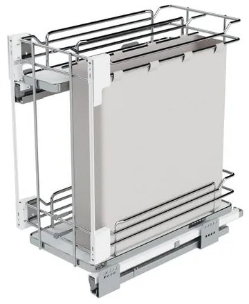 Konyhai fémrács, 300mm, oldalra szerelhető, króm-fehér, teljes kihúzás, csillapított záródás, rejtett fióksín, 2 kosár, textílzsákkal SIGE, Infinity L...