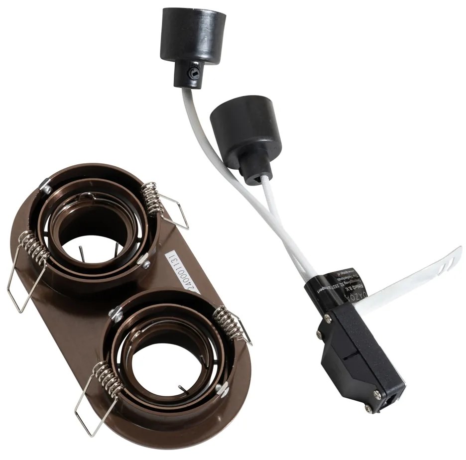 Kerek beépíthető spotlámpa sötét bronz GU10 35 mm dönthető 2 fényű - Installa