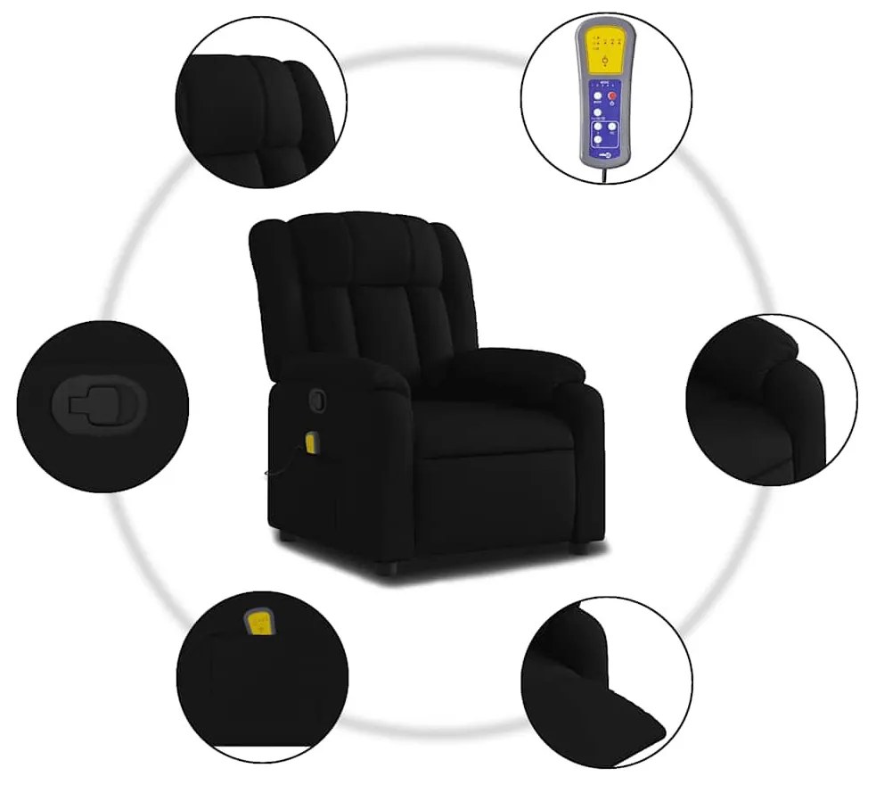 vidaXL fekete szövet dönthető masszázsfotel