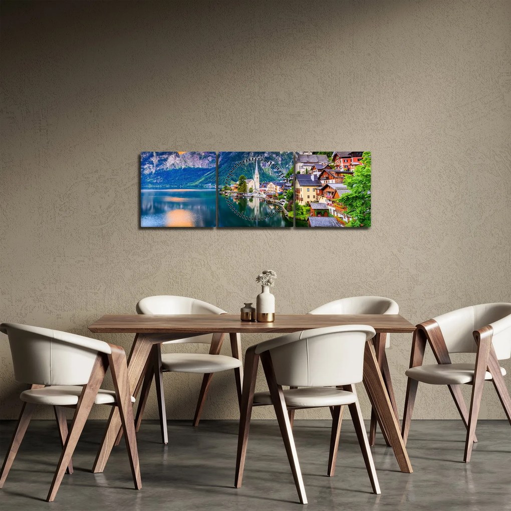 Kép - Alpesi falu (órával) (90x30 cm)