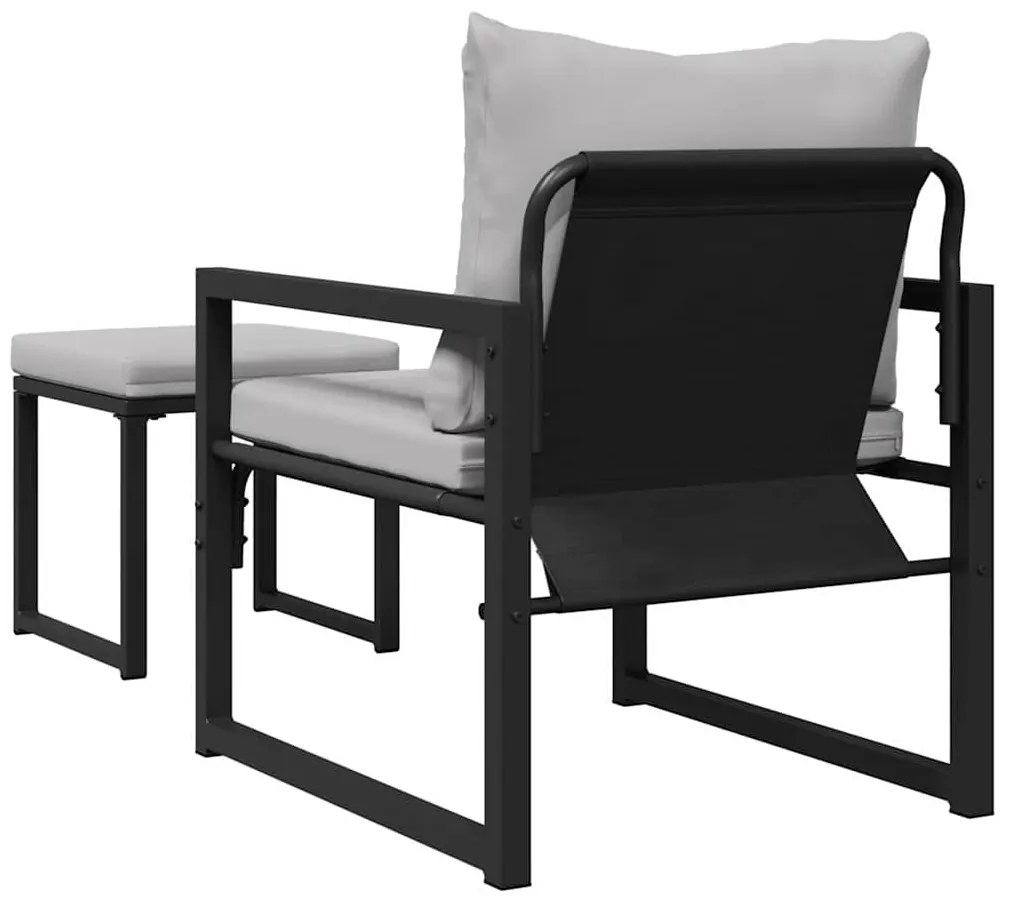Kerti Kanapé Szett 4 pcs Fekete 61 x 72.5 x 71 cm Acél