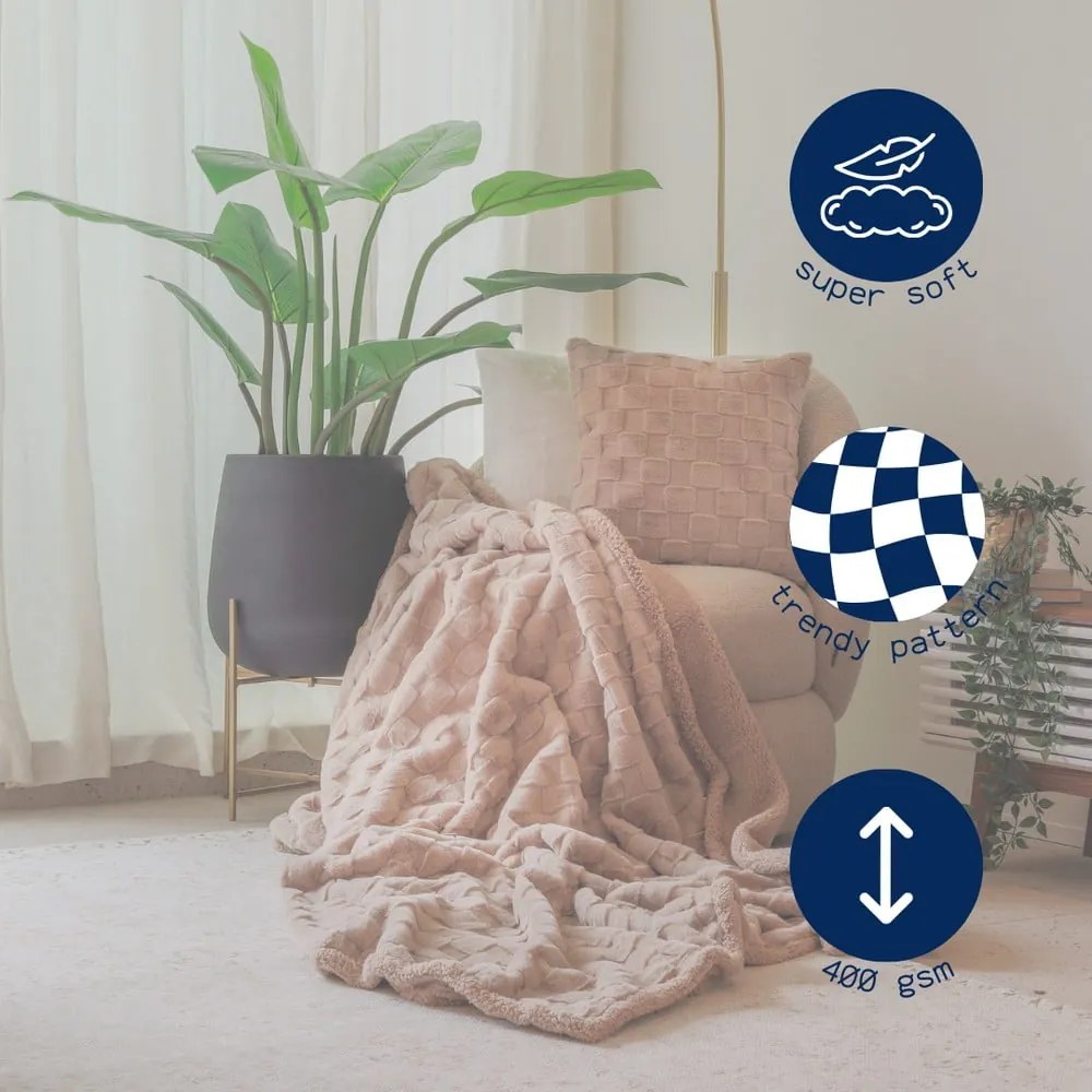 Barna mikroplüss takaró 150x200 cm Rava – Tiseco Home Studio