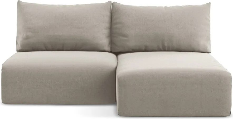 Szürkésbarna bársony kinyitható-tárolóhelyes sarokkanapé (jobb oldali-heverő résszel) Kalena – Makamii