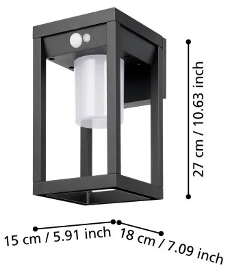 Eglo 900804 - LED napelemes fali lámpa MARTANO 3,7W/3,7V IP44 érzékelővel
