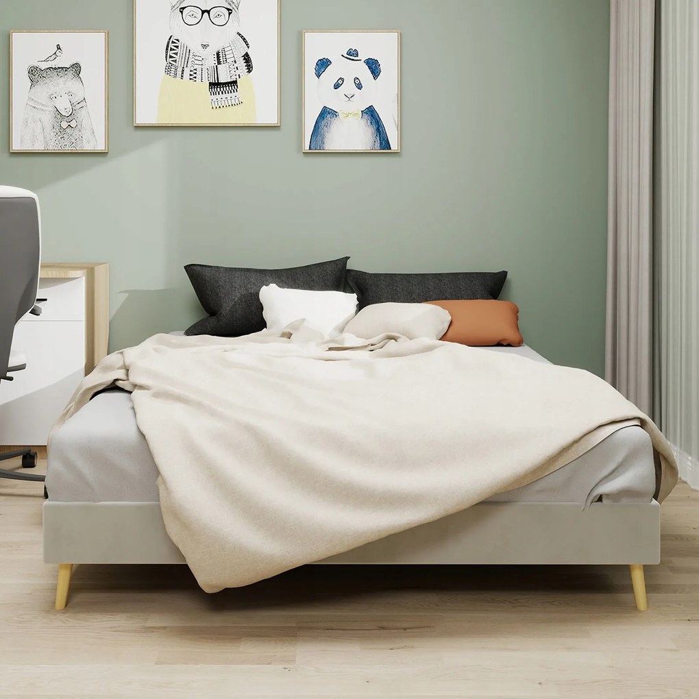 Egyszerű ágykeret 140*200 cm Franciaágy bézs Fejtámla nélkül