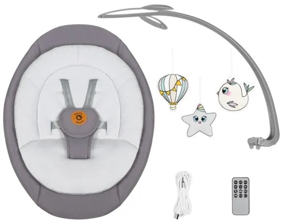 Lionelo - Babahinta dallammal MELL Grey Stone 4xAA + távirányító