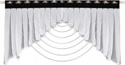 Exkluzív Függöny Gyöngyökkel 200x110 Fekete Gipura Alagút Virágokkal L664