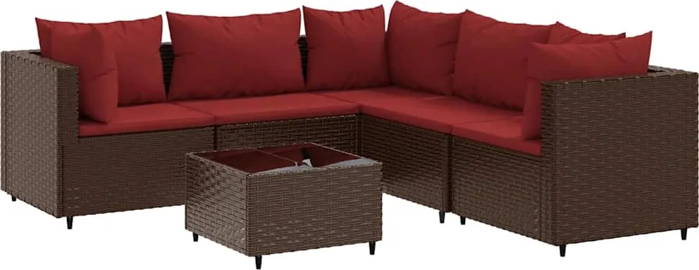 vidaXL 6 részes barna polyrattan kerti ülőgarnitúra párnákkal