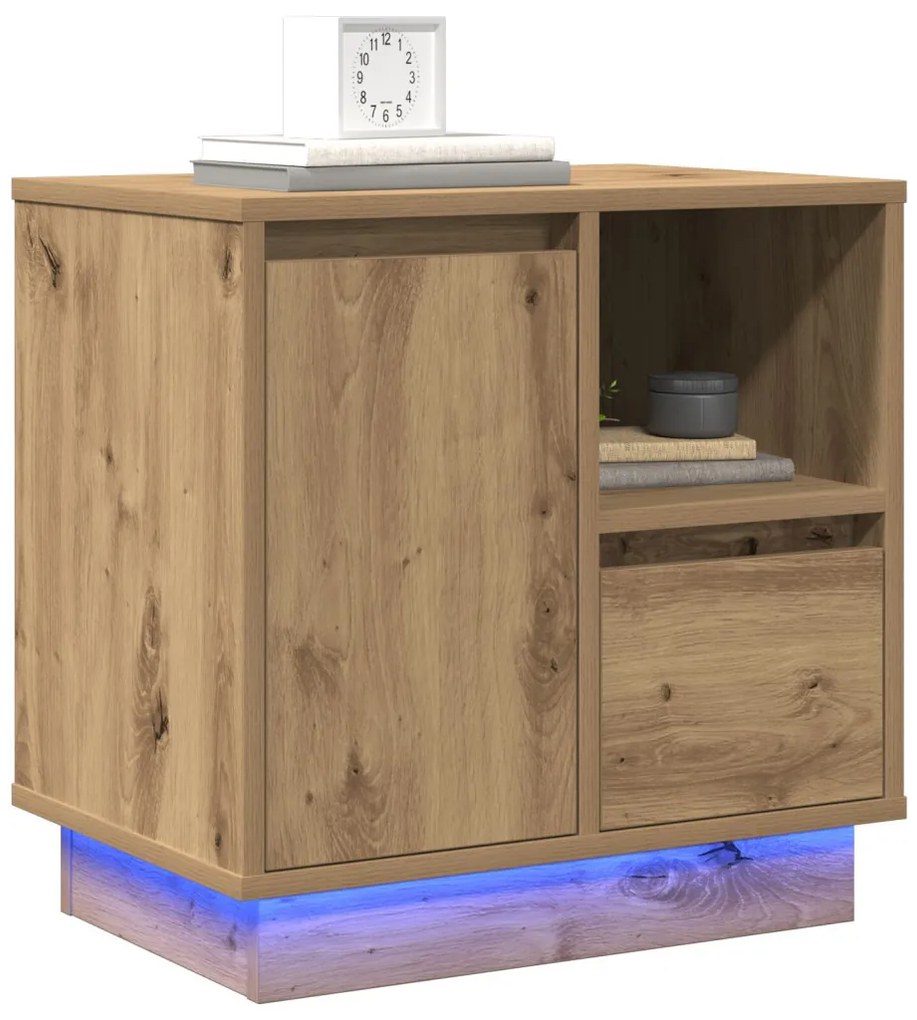LED éjjeli szekrények 2 db Kézműves tölgy 50x34,5x50 cm