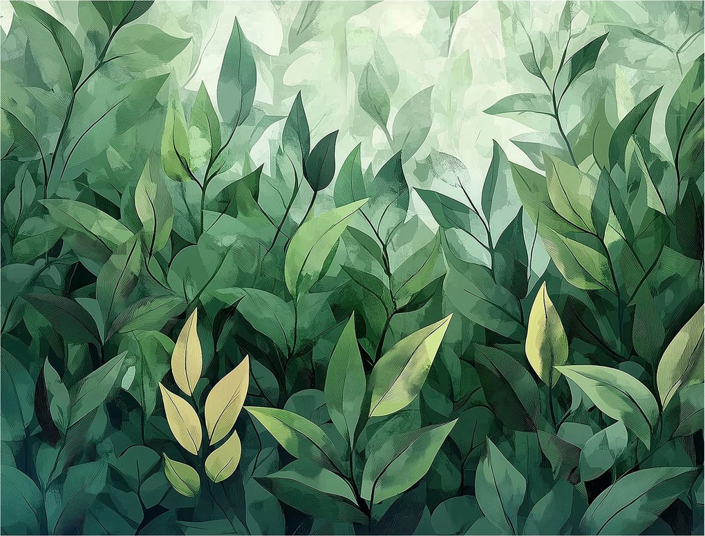 Fotótapéta Levelek Zöld Természet Hálószoba Nappali Konyha Tapéta 150x105