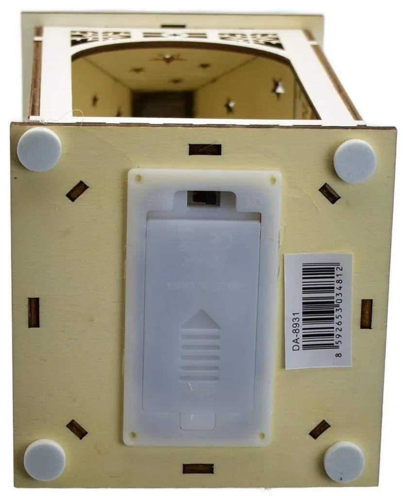 Fa lámpa karácsonyi motívummal és LED világítással, 11 x 29 cm, meleg fehér