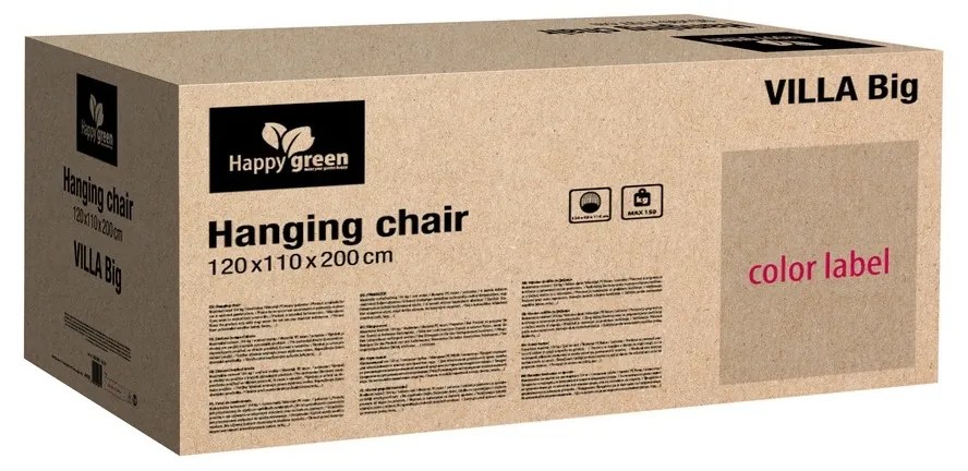 Happy Green Villa Big függő rattan szék, 120 x 110x 200 cm