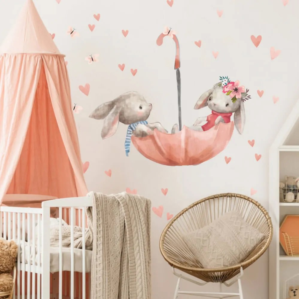 INSPIO Esernyő nyuszikkal - Matrica gyerekszobába