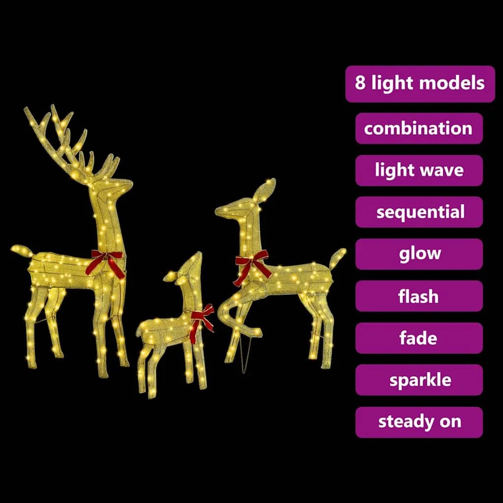 Rénszarvas család 3 pcs Meleg fehér 68 x 26 x 127 cm szövet