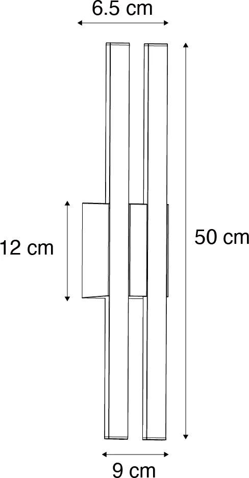Modern kültéri fali lámpa fekete, beépített LED-del, 2 lámpás, IP54 - Jamal