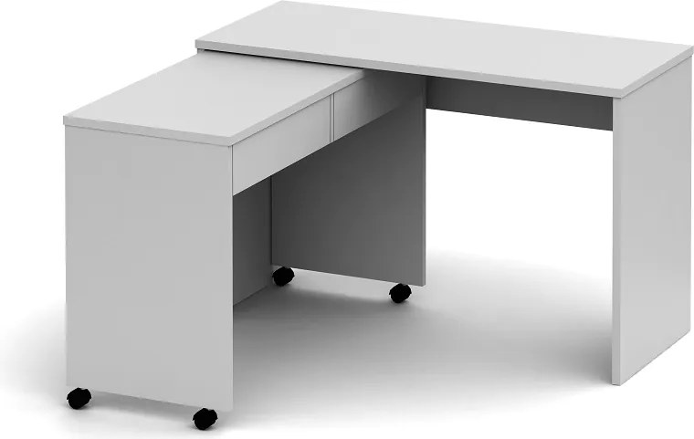 Nyitható PC asztal fiókokkal, fehér, VERSAL NEW