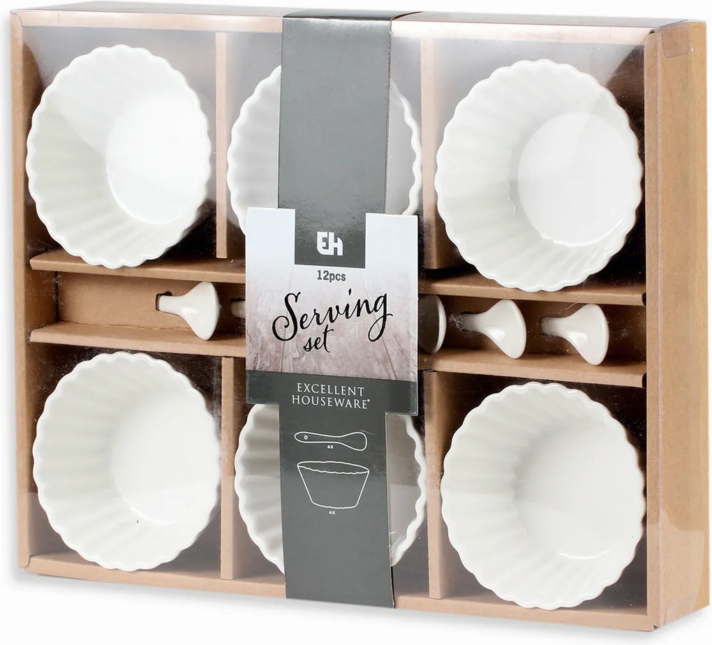 EH Vlnovka szervírozó tálak és kanálkészlet kerek,12 db