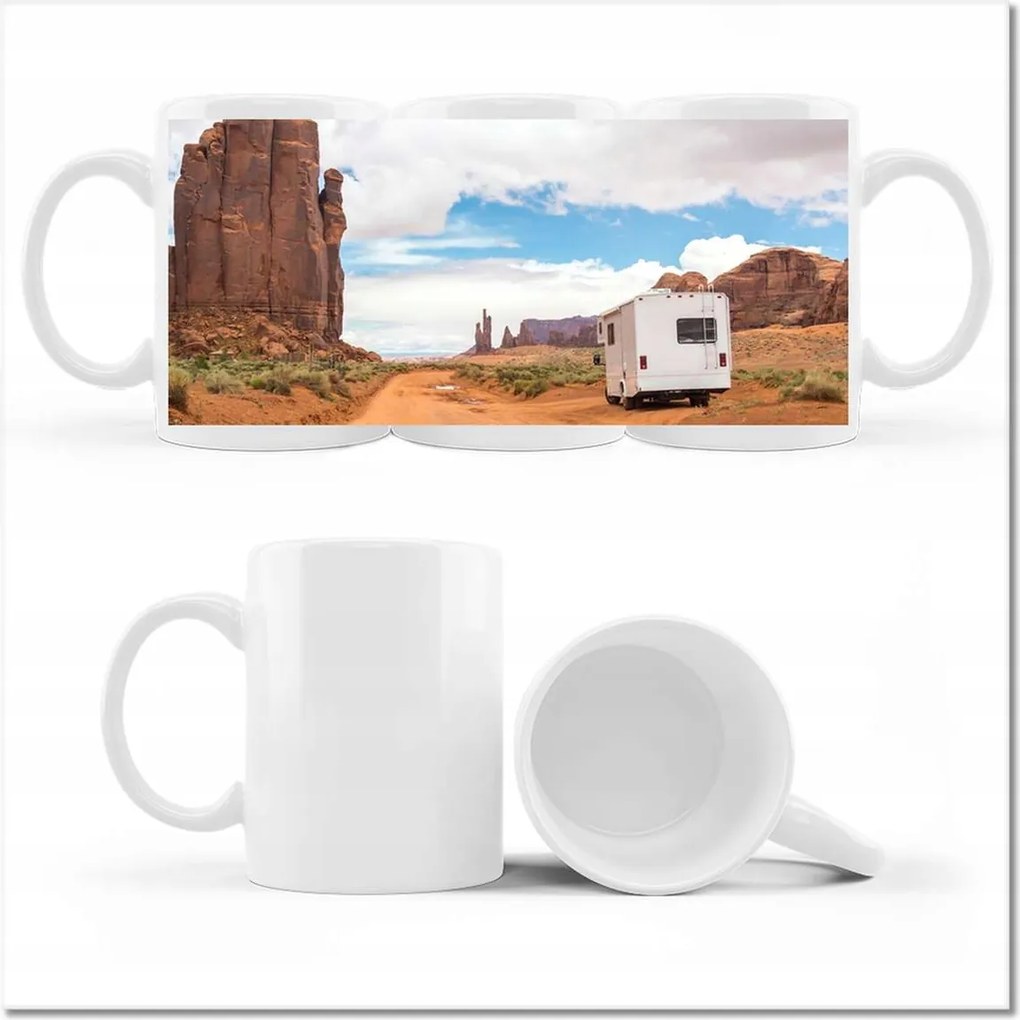 Fotó bögre Lakókocsi a sivatag lejtőjén