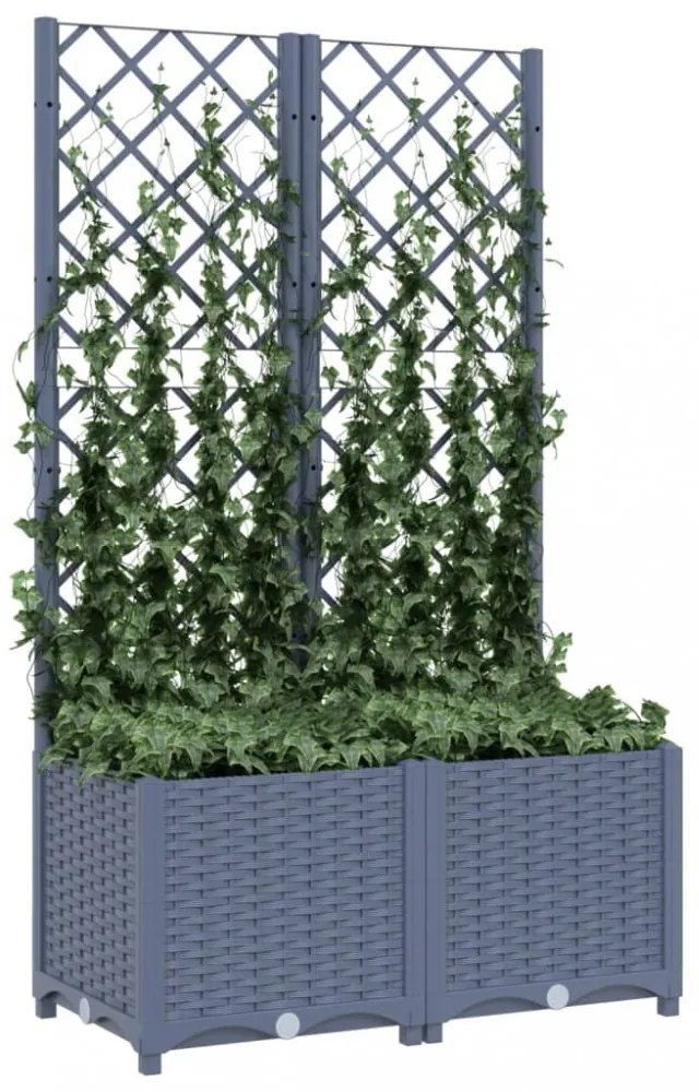 kék-szürke kerti virágláda ráccsal 80 x 40 x 136 cm PP