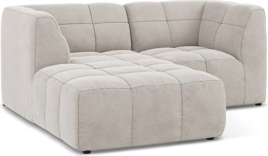 Bézs bársony sarokkanapé (bal oldali-heverő résszel) Aloha – Makamii