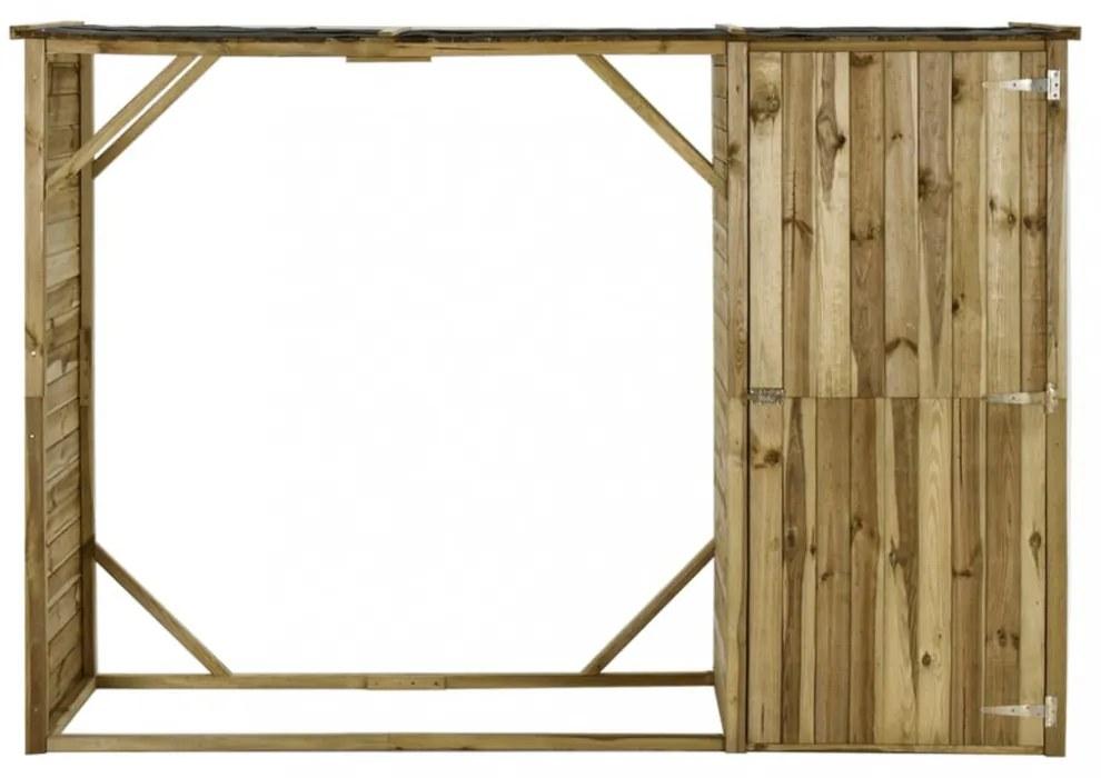 fenyőfa kerti tűzifatároló fészer 253 x 80 x 170 cm