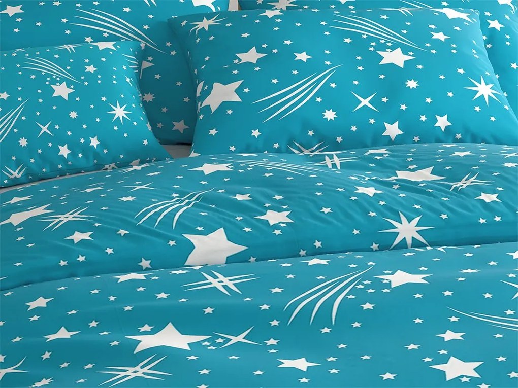 Krepp ágynemű NIGHT SKY POLY türkiz Ágyneműhuzat mérete: 70 x 90 cm | 140 x 220 cm