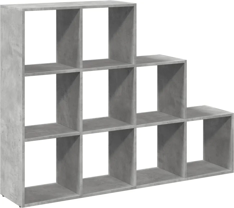 vidaXL 3 szintes betonszürke szerelt fa könyvespolc 137,5x29x103,5 cm