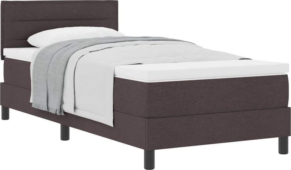 vidaXL Boxrugós ágy matracmal Sötét Barna 80 x 200 cm szövet