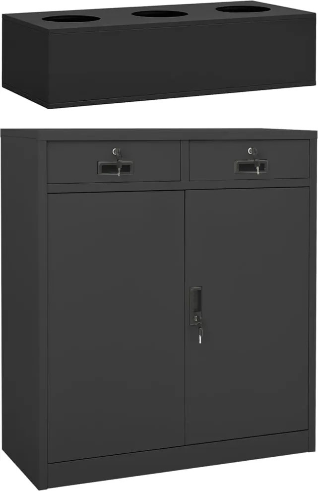 vidaXL antracitszürke acél irodai szekrény ültetőládával 90x40x125 cm