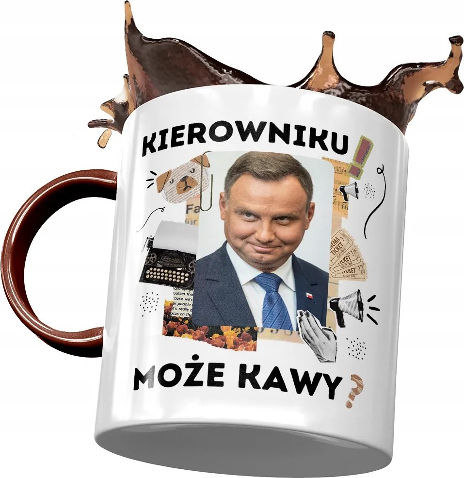 Bordó bögre Andrzej Duda PiS elnök Ajándék Nyomtatott fényképpel