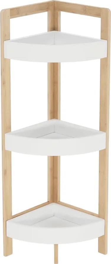 Sarokpolc, fehér/természetes bambusz, FONG