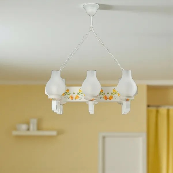 Brilagi - QUEEN láncos csillár 6xE14/40W/230V bükk/krém