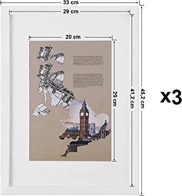 Képkeret készlet 3 darabos, a3-as mérethez , tartó nélkül, fehér