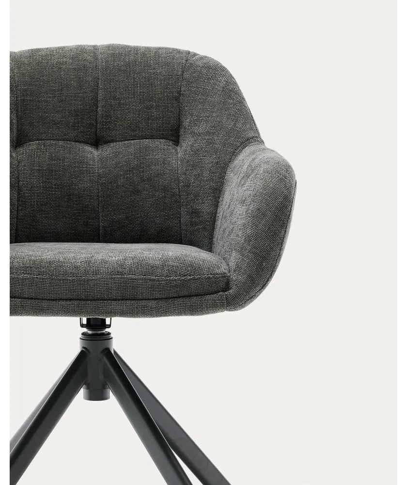 Sötétzöld kárpitozott karfás étkezőfotel Dorina – Kave Home