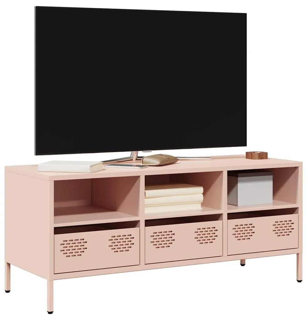 rózsaszín hidegen hengerelt acél TV-szekrény 101,5x39x43,5 cm