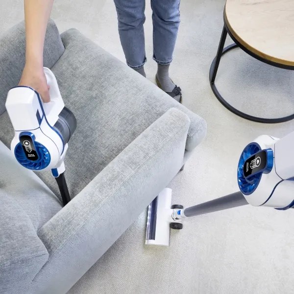 Niceboy ION Hurricane H5- Vezeték nélküli álló porszívó 2in1 150W/2200 mAh fehér/kék