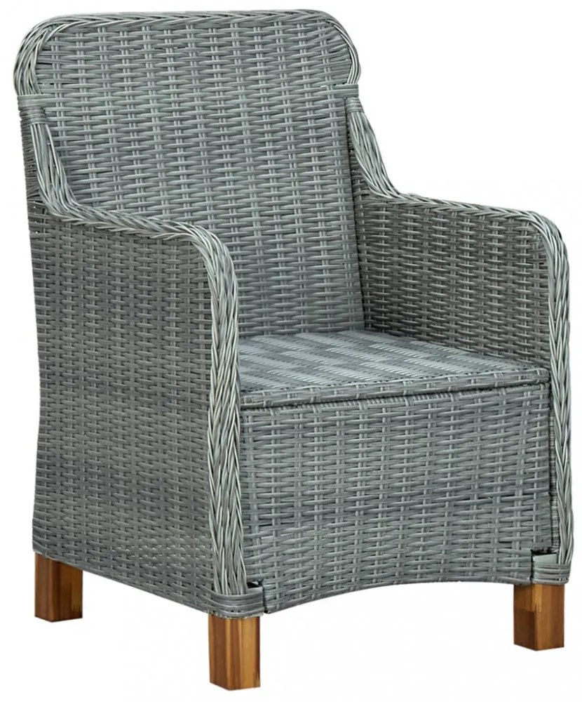 vidaXL 9 részes világosszürke polyrattan kültéri étkezőszett párnákkal