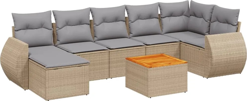 vidaXL 8 részes bézs polyrattan kerti ülőgarnitúra párnával