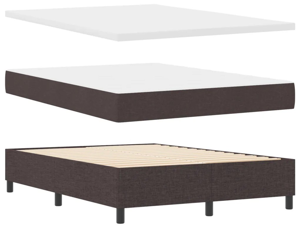 Boxspring Ágy Mattal Sötétbarna 140x190 cm Szövet