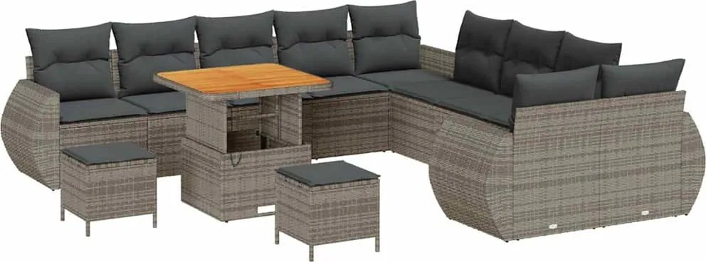 vidaXL Kerti Kanapé Szett párnával tárolóval 13 pcs Szürke