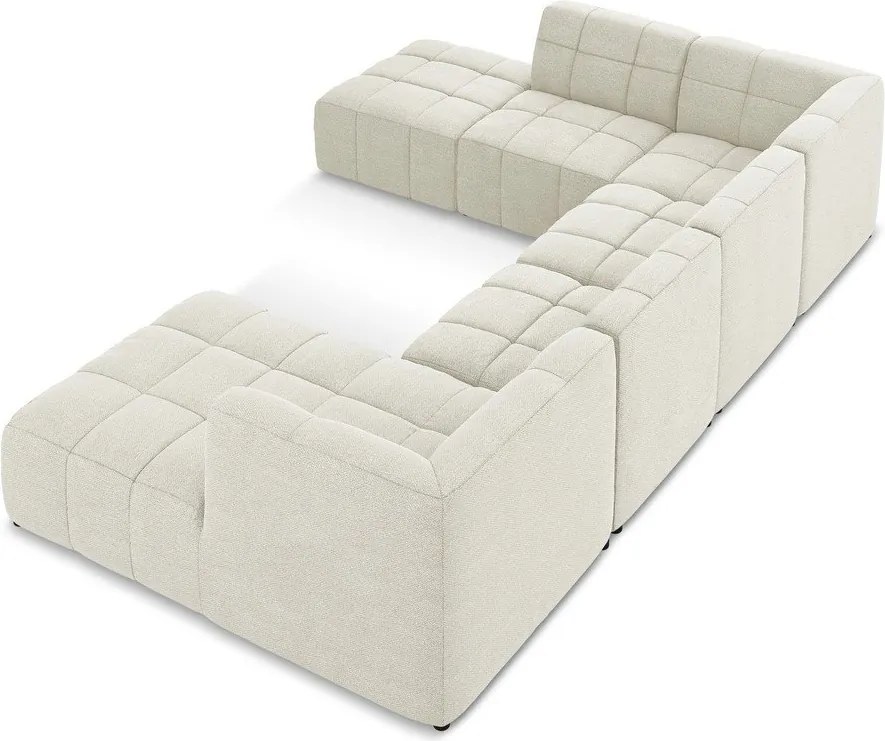 Bézs buklé sarokkanapé (U alakú) Aloha – Makamii