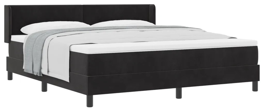 Boxspring Ágy Mattal Fekete 180x200 cm Bársony