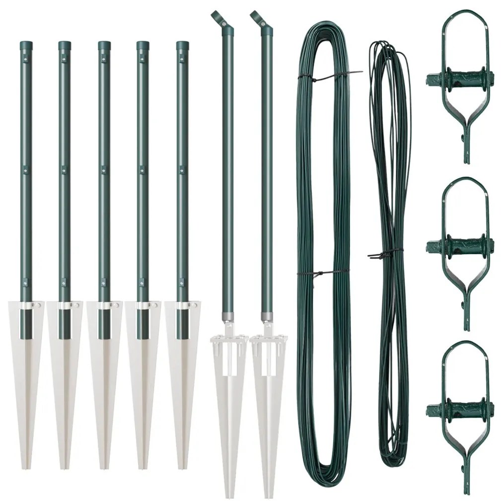 Kerítésoszlopok Cölöppel 7 db Ø32 mm 60 cm Horganyzott Acél