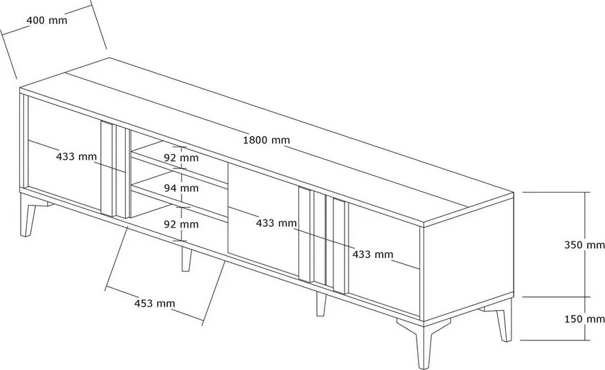 Mengu Atlantic Pine and Anthracite TV-asztal