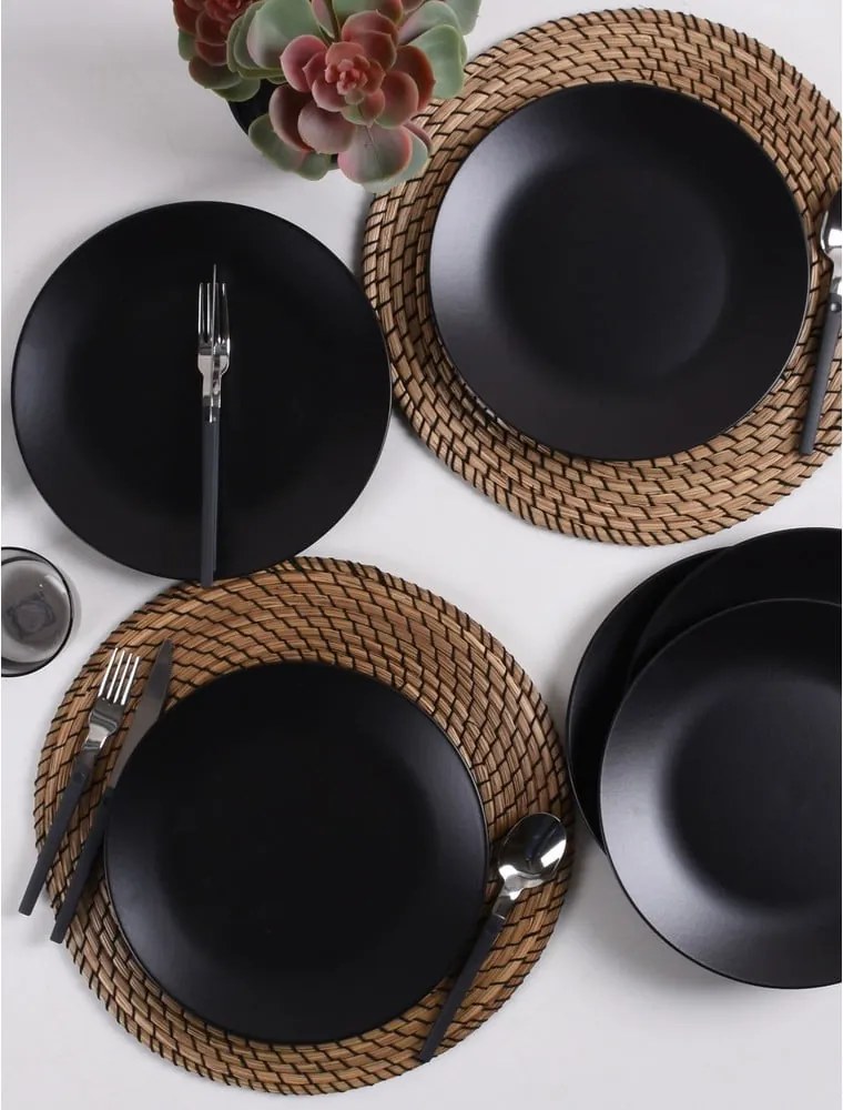 Matt fekete kerámia tányér készlet 6 db-os ø 25 cm – Hermia