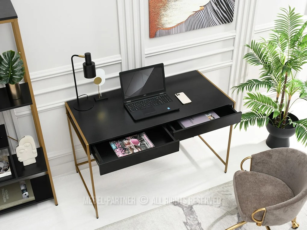PC asztal Unica (fekete fa + arany). 1109852