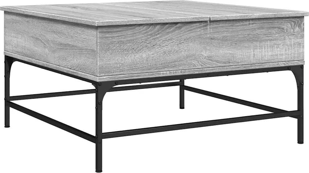 vidaXL szürke sonoma szerelt fa és fém dohányzóasztal 80 x 80 x 45 cm